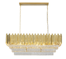 Bethel International GL406C47G - Gold Rectangular Frame Chandelier